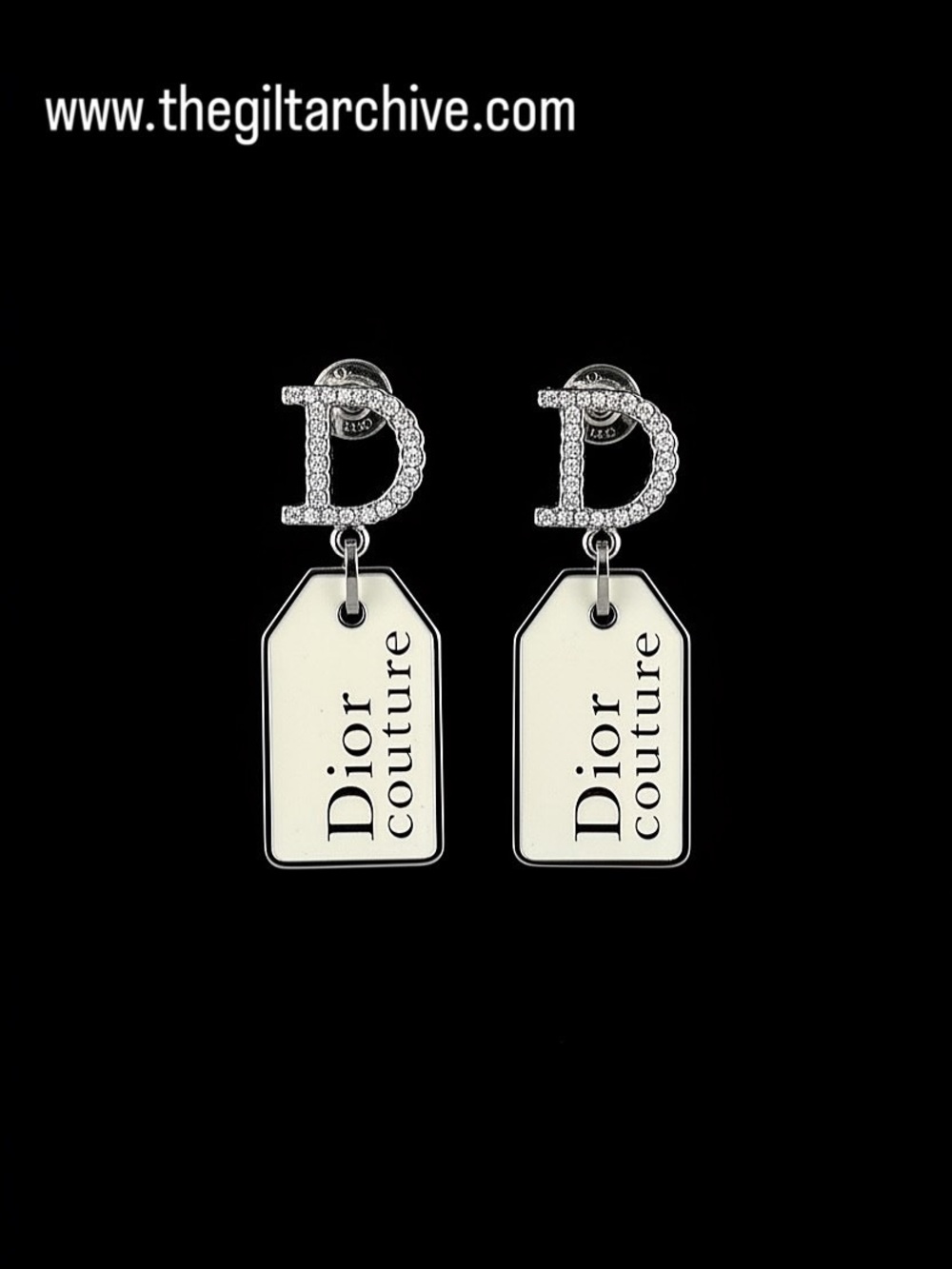 Dior Couture Logo Plaque Drop Earrings